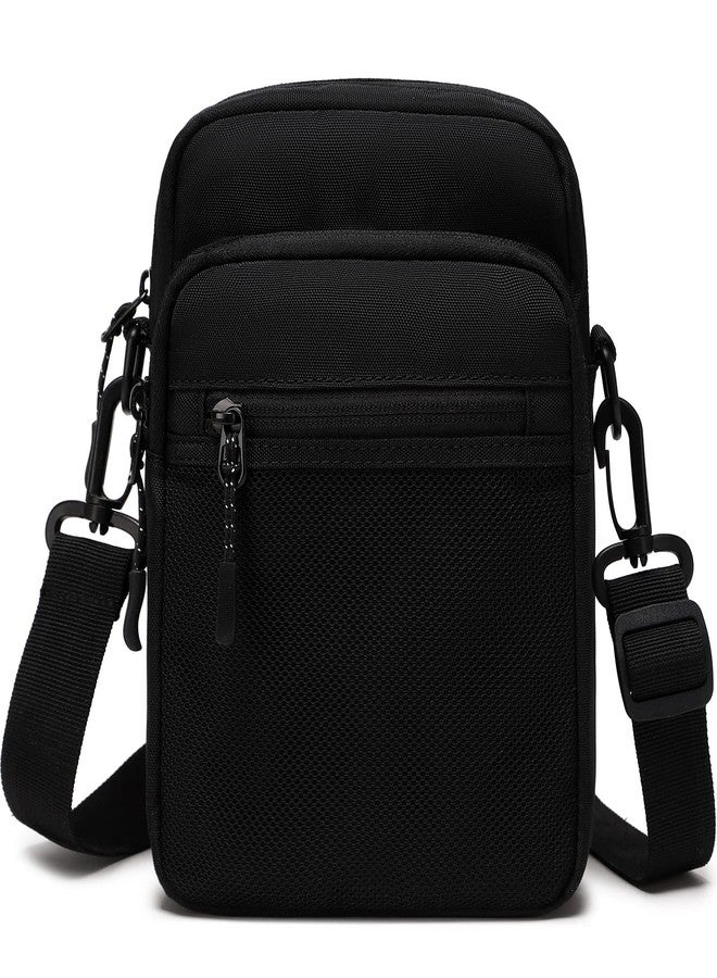 Lohol Small Messenger Bag for Men Women, Water Resistant Adjustable Multi-pocket Purse for Travel Sports (Black) - Image 1